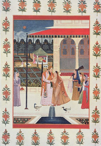 I Harun Al-rashids palads, illustration fra 