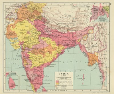 Indien i 1858 (farvelitografi) af English School