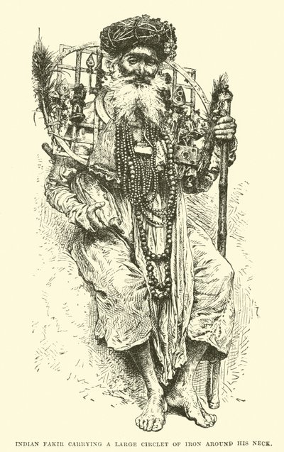 Indian Fakir carrying a large circlet of iron around his neck  af English School