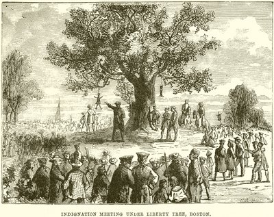 Indignationsmøde under Liberty Tree, Boston af English School