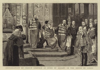 Indsættelse af prins Leopold som hertug af Albany i overhuset (gravering) af English School