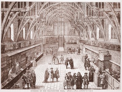 Interiør af Old Westminster Hall, fra et tryk udgivet i 1797 af English School