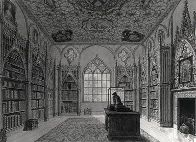 Interiør af Strawberry Hill (litho) sort/hvid foto) af English School