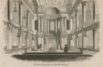 Interiør af synagogen i Great St Helens, London af English School