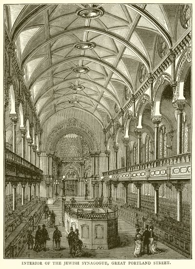 Interiør af den jødiske synagoge, Great Portland Street af English School