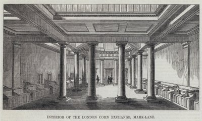 Interiør af London Corn Exchange, Mark-Lane (gravering) af English School