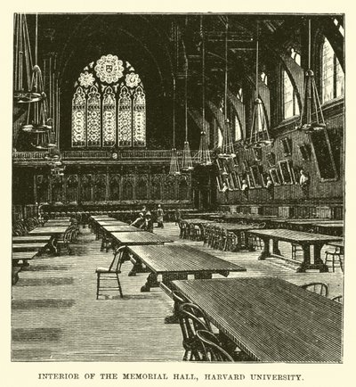 Interiør af Memorial Hall, Harvard University af English School