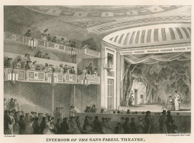 Innenansicht des Sans Pareil Theaters (Adelphi Theatre), London von English School