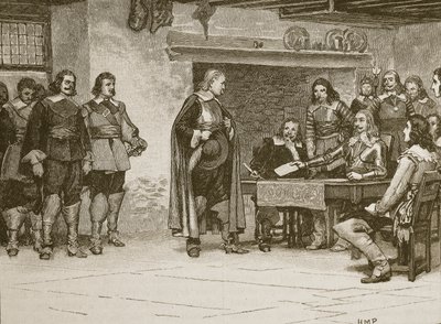 Interview mellem Charles og jarlen af Denbigh, illustration fra Cassells Illustrated History of England (sepiafoto) af English School