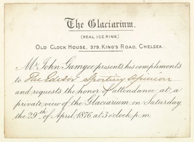 Invitation til Glaciarium i 1876. af English School