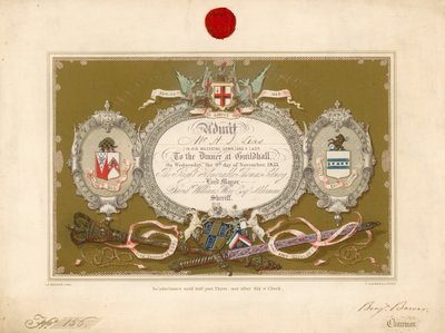 Invitation til en banket i Guildhall, London, den 9. november 1853 af English School
