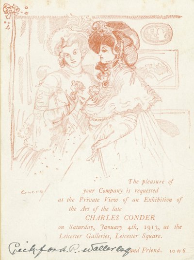 Invitation til en udstilling med værker af Charles Conder af English School