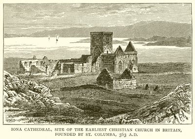 Iona Cathedral, stedet for den tidligste kristne kirke i Storbritannien, grundlagt af St. Columba, 563 e.Kr. af English School