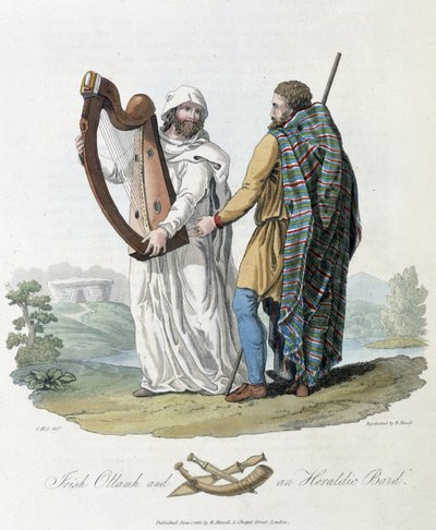 Irsk bard og rejsende - i "" keltere og gotere, skikke hos indbyggerne på de britiske øer i det tidlige 6. århundrede og de gotiske nationer på vestkysten af Østersøen"", af S.R. Meyrick og Ch. Smith af English School