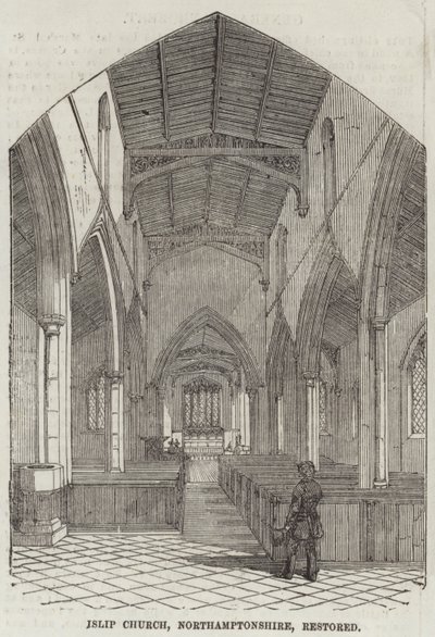 Islip Church, Northamptonshire, restaureret (gravering) af English School