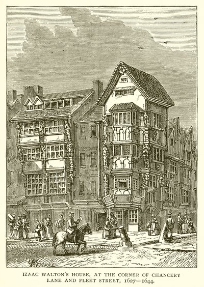 Izaac Waltons House, på hjørnet af Chancery Lane og Fleet Street, 1627--1644 af English School