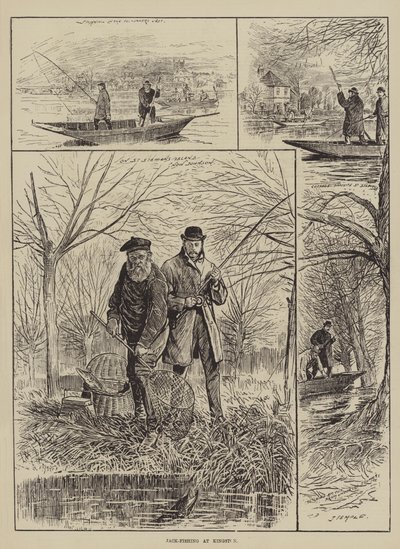 Jack-Fishing at Kingston (gravering) af English School