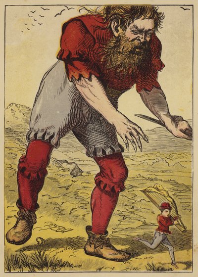 Jack And The Beanstalk (farvet gravering) af English School