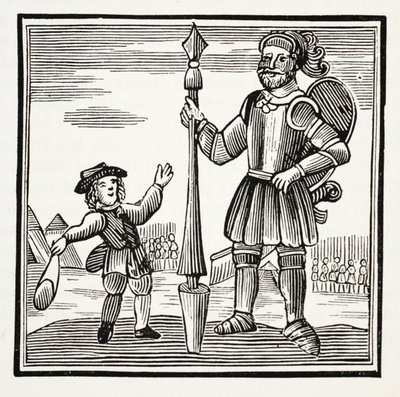 Jack and the Giant, illustration fra Chap-books of the Eighteenth Century af John Ashton, pub. 1882 af English School