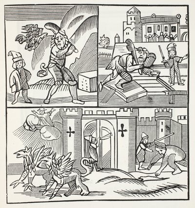 Jack and the Giants, illustration fra Chap-books of the Eighteenth Century af John Ashton, pub. 1882 af English School