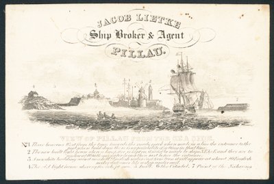 Jacob Lietke, skibsmægler og agent, handelskort af English School