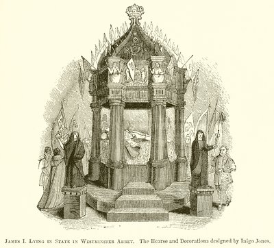 James I ligger i State Westminster Abbey af English School