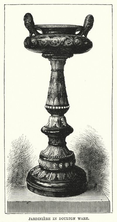 Jardiniere i Doulton ware (gravering) af English School