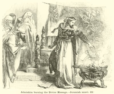Jojakim brænder det guddommelige budskab, Jeremias, xxxvi, 23 af English School