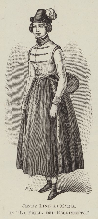 Jenny Lind som Maria, i "Regimentets datter" (gravering) af English School
