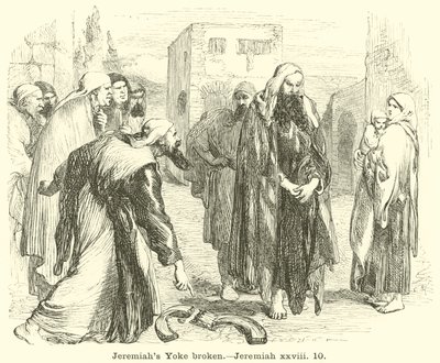 Jeremiass åg brudt, Jeremias, xxviii, 10 af English School