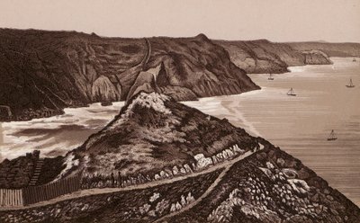 Jersey, Chanel-øerne: Vejen ned til Djævlehullet (litho) af English School