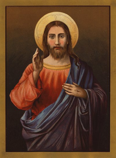 Jesus Kristus (farve litho) af English School
