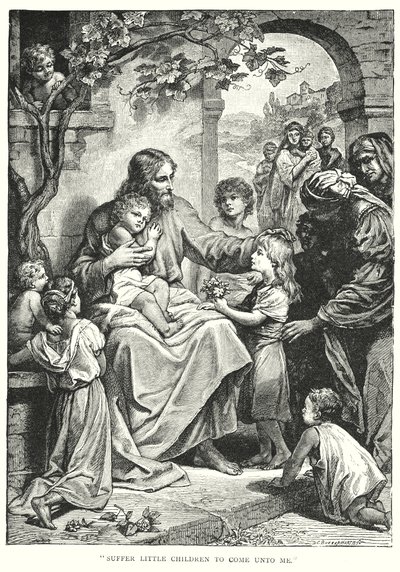Jesus Kristus og børnene (gravering) af English School