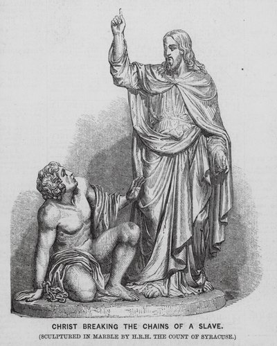 Jesus Kristus bryder en slaves lænker (gravering) af English School