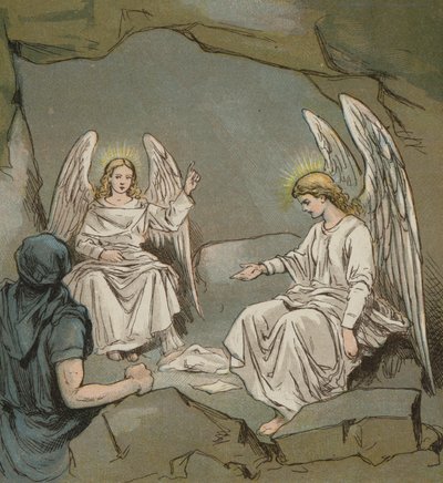 Jesu Kristi tomme grav (farvelitografi) af English School