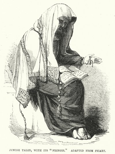 Jødisk taled, med sine "frynser", tilpasset fra Picart (gravering) af English School