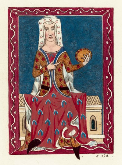 Joan, grevinde af Kent, kone til Edward The Black Prince (farvet gravering) af English School