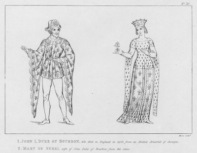 John 1, hertug af Bourbon, Mary de Berri (gravering) af English School