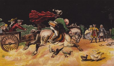 John Gilpin (farve litho) af English School