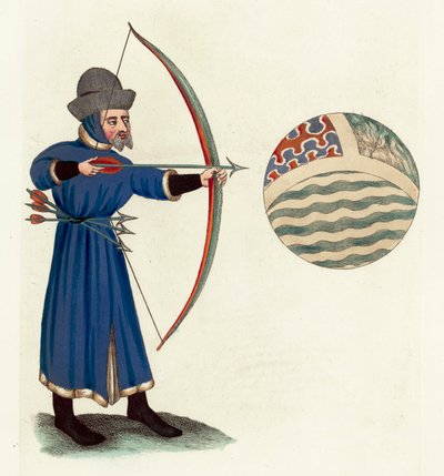 John Gower (farvet gravering) af English School