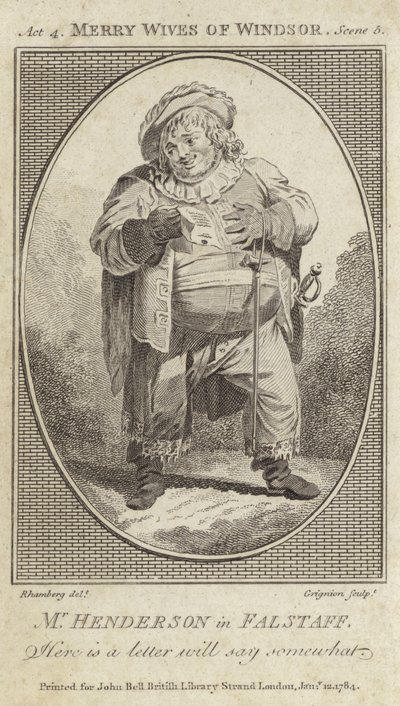 John Henderson som Falstaff i The Merry Wives of Windsor af English School