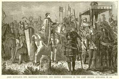 John Hunyadis Son, Matthias Corvinus og George Podiebrad i lejren før Spielberg i 1468 af English School