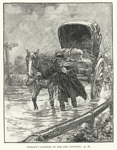 John Wesleys rejse i fenlandet (gravering) af English School