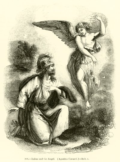Joshua og englen, Agostino Carracci, Joshua v (gravering) af English School