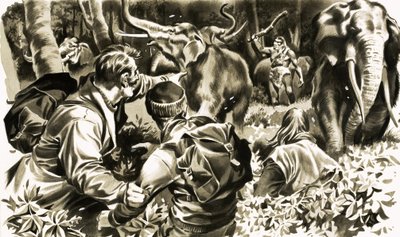 Rejsen til jordens centrum. Illustration fra føljetonen af Jules Verne af English School