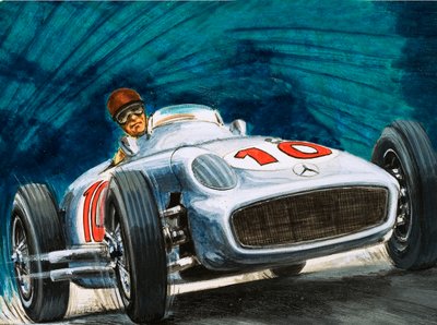 Juan Manuel Fangio kører en Mercedes-Benz af English School