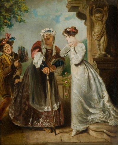 Juliet og sygeplejersken (olie på kort) af English School