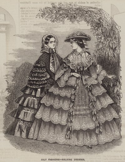 Juli mode, gåkjoler (gravering) af English School