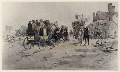 Junction of the Two Roads at Hand Cross (farve litho) af English School