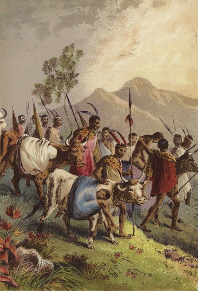 Kaffern tragen ihre Verwundeten aus dem Krieg von English School